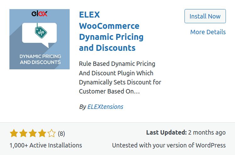Screenshot of the ELEX WooCommerce Dynamic Pricing and Discounts plugin