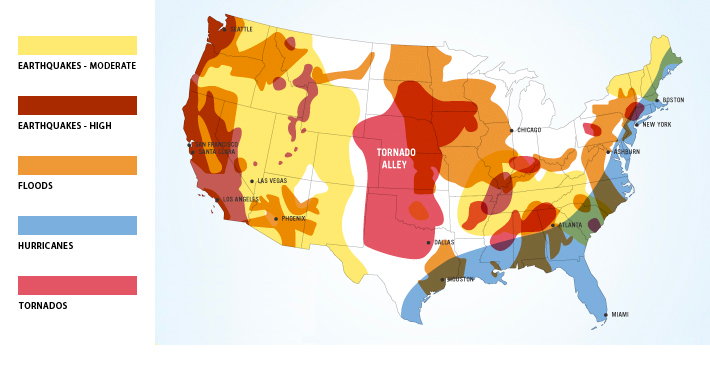 Natural distasters map of the US