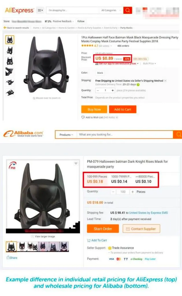 Alibaba product examples