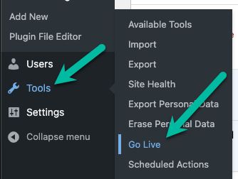 Tools > Go Live