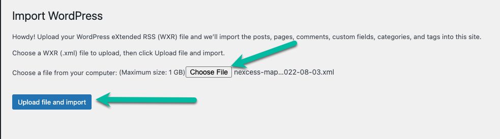 Click the Choose File button on the next page and select your previously exported file. Then, click Upload File and Import.