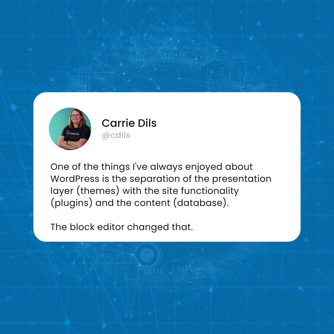 A WordPress tweet from Carrie Dils.