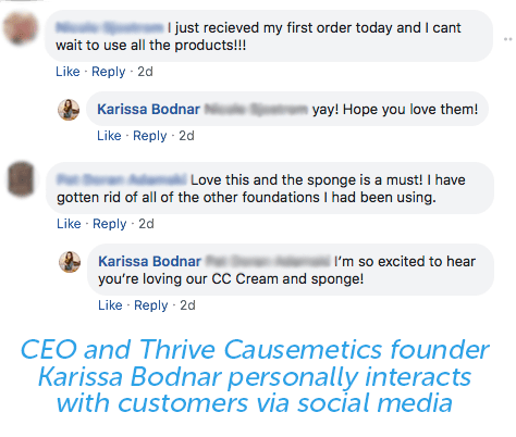 Social interactions from Thrive Causemetics CEO