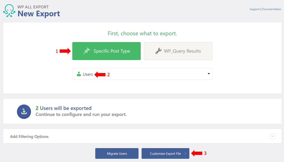 Screenshot of WP All Export