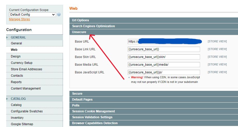 Arrow pointing to Unsecure.