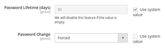 Set the Password Change field to a value of Forced to only allow access to the Magento Admin Panel will be accessed after the password has been changed.