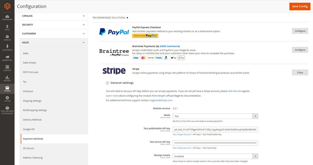 Configure the Magento payment gateway settings.