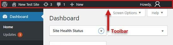When you log in to your website, you should see a black horizontal bar along the top of the page. This is called the admin toolbar.