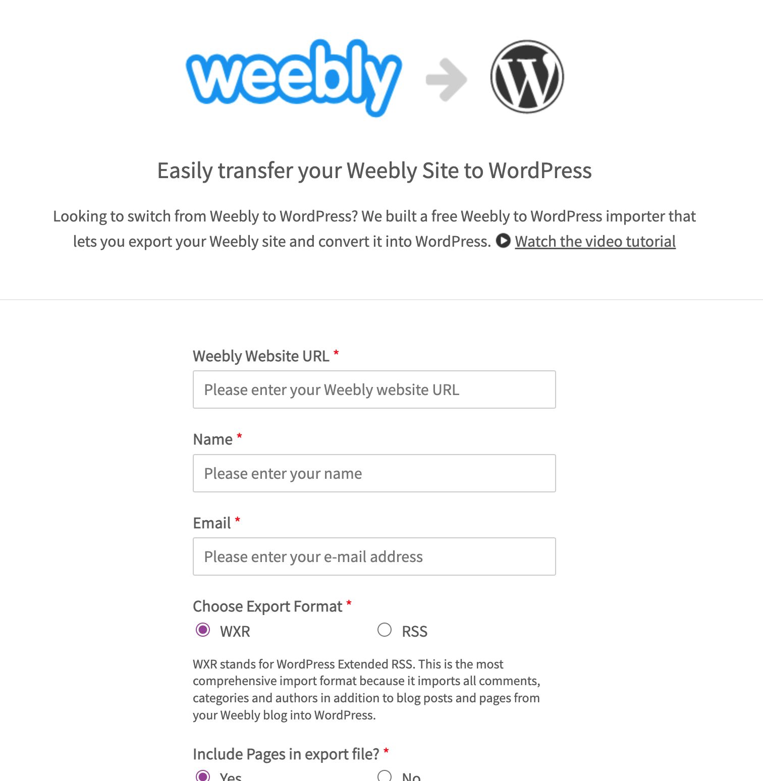 Weebly Site to WordPress