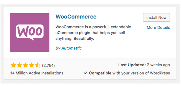 WooCommerce is an ecommerce plugin for WordPress
