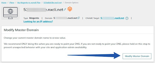 click on the Modify Master Domain option