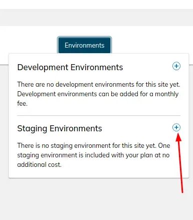 There should be two toggles available when you click on Environments. For Staging Environments, click on the small plus sign.