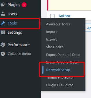 Go to Tools » Network Setup to  configure the WordPress multi-site setup. 