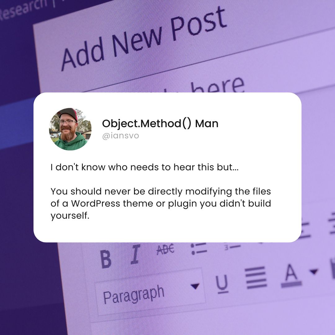 A WordPress tweet from Object.Method() Man.