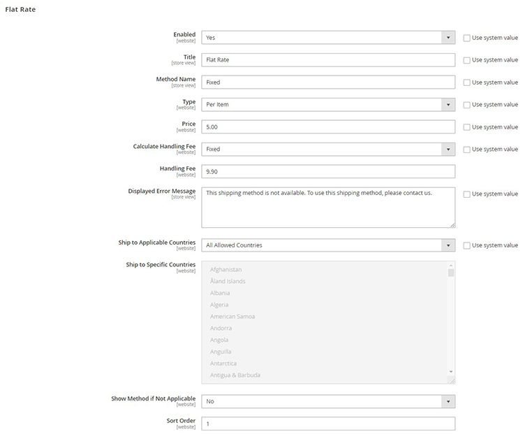 How to configure Flat Rate shipping in Magento 2.