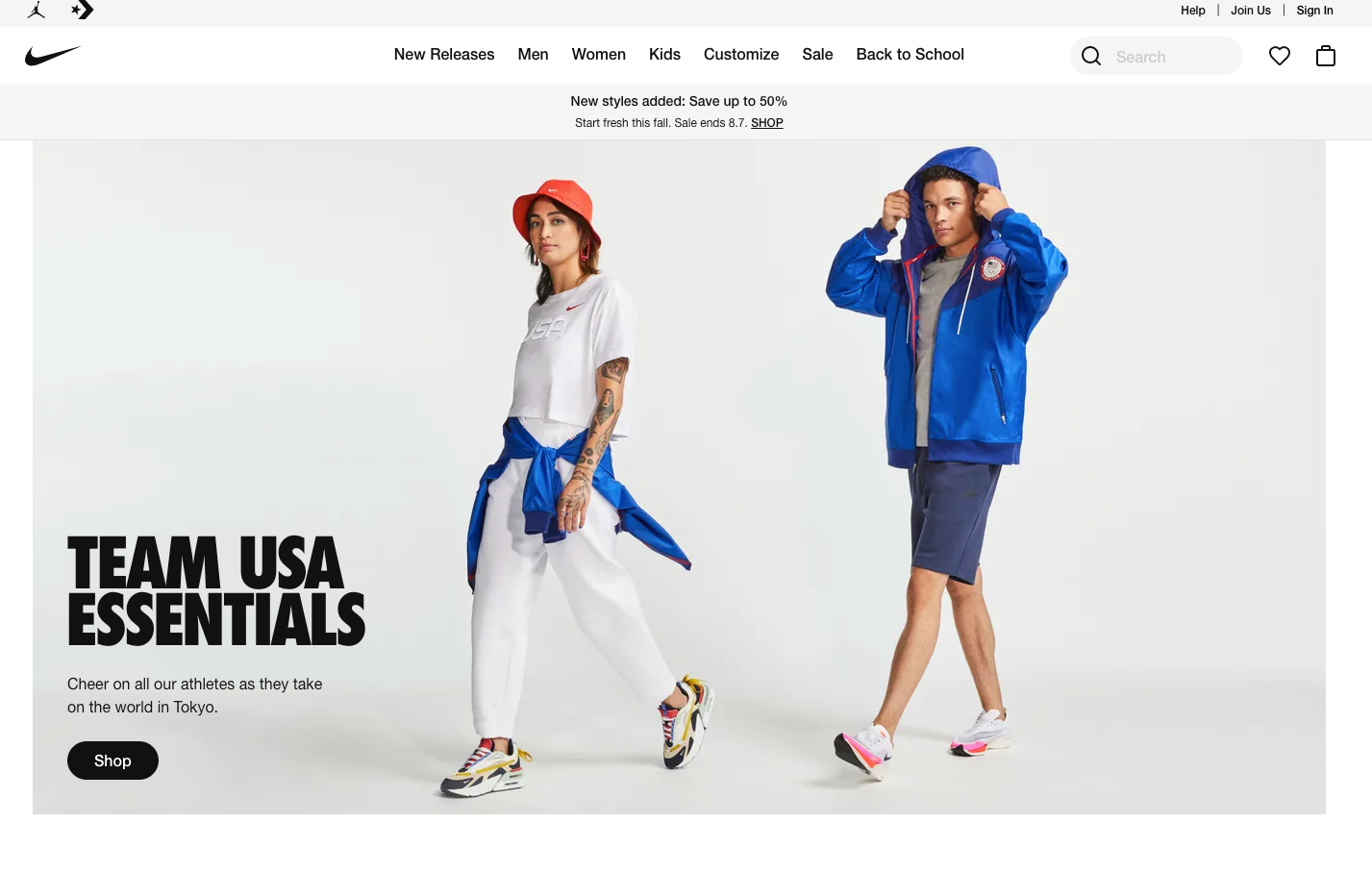 Nike uses the minimalism modern web design trend