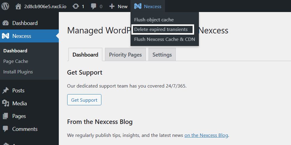 Deleting expired transients in Nexcess WordPress hosting plans. 