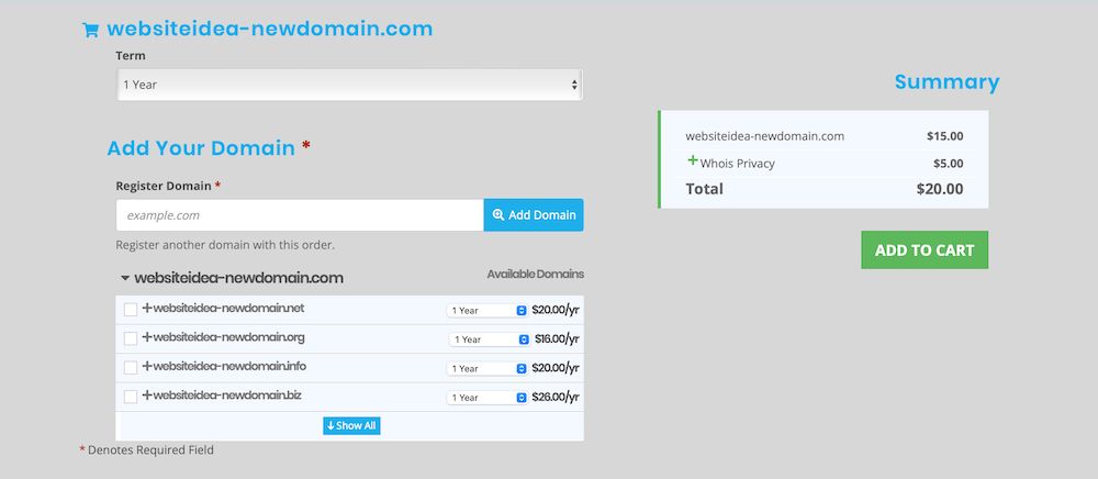 Adding the domain name details. 