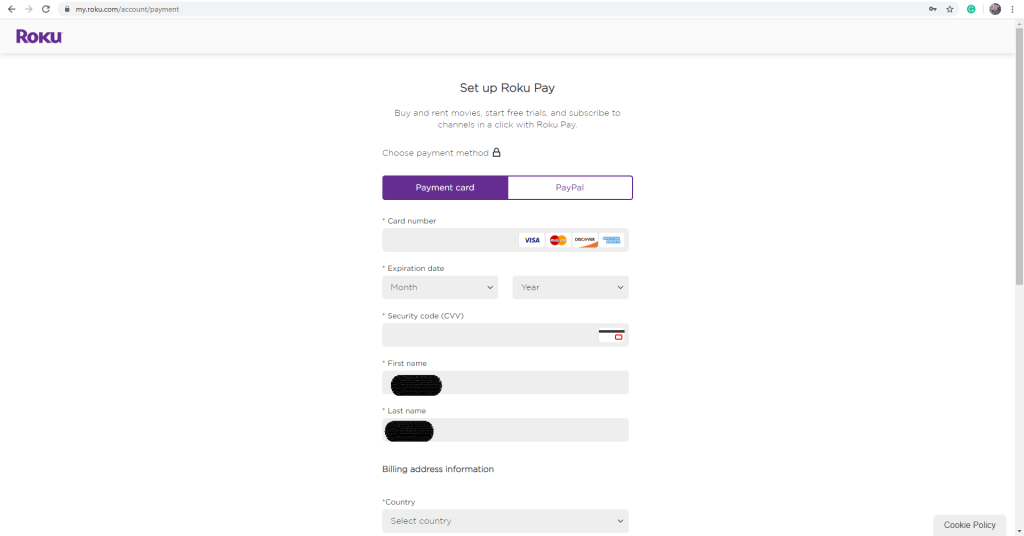 set up roku pay image