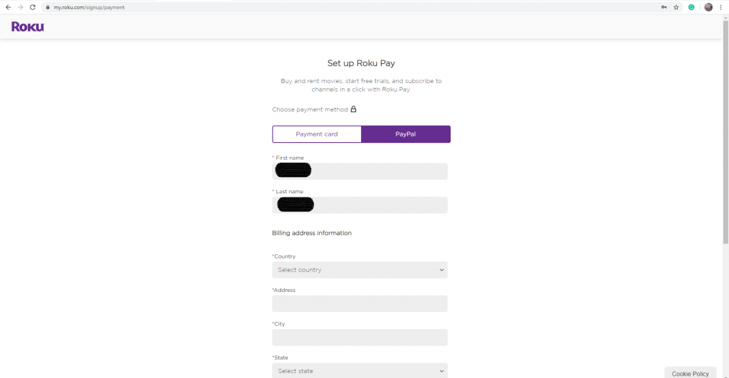 set up roku pay image