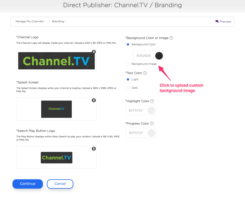 Direct publisher: channel tv image