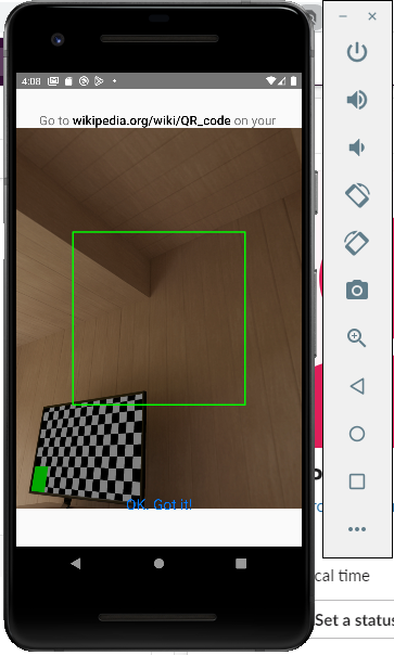 Running the QR code scanner on the emulator image 5
