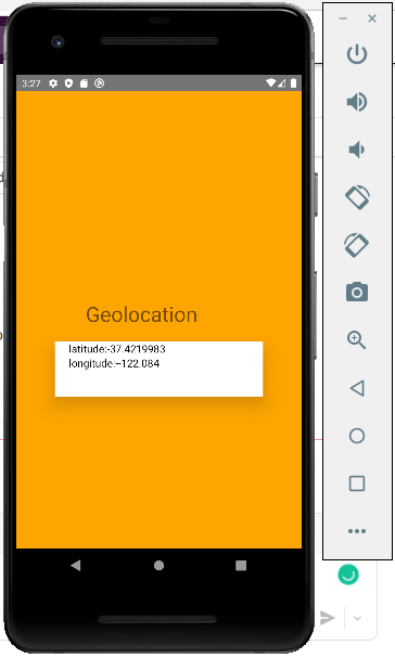 Running the Geolocation  app on  the emulator image 2