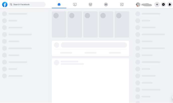 Content Wireframe for Facebook on the webpage
