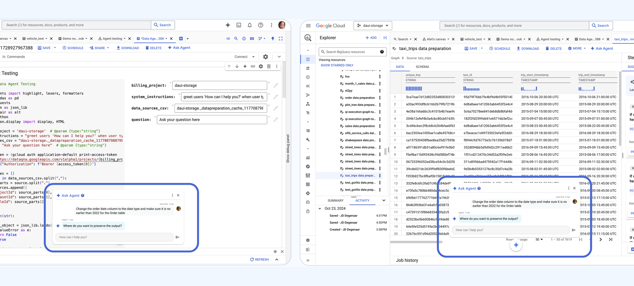 In-place agent entrypoints across BigQuery