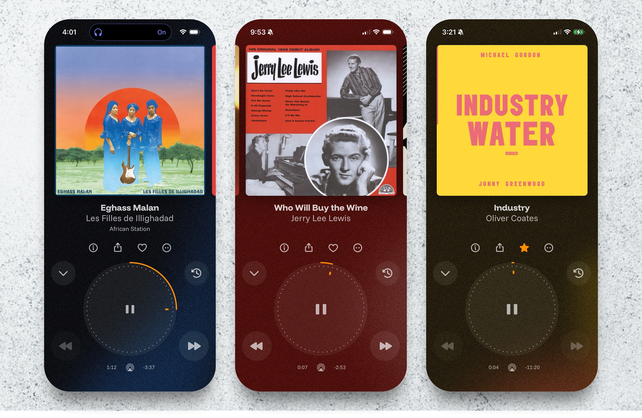 Color Experience mobile screen for the Cthru music player project