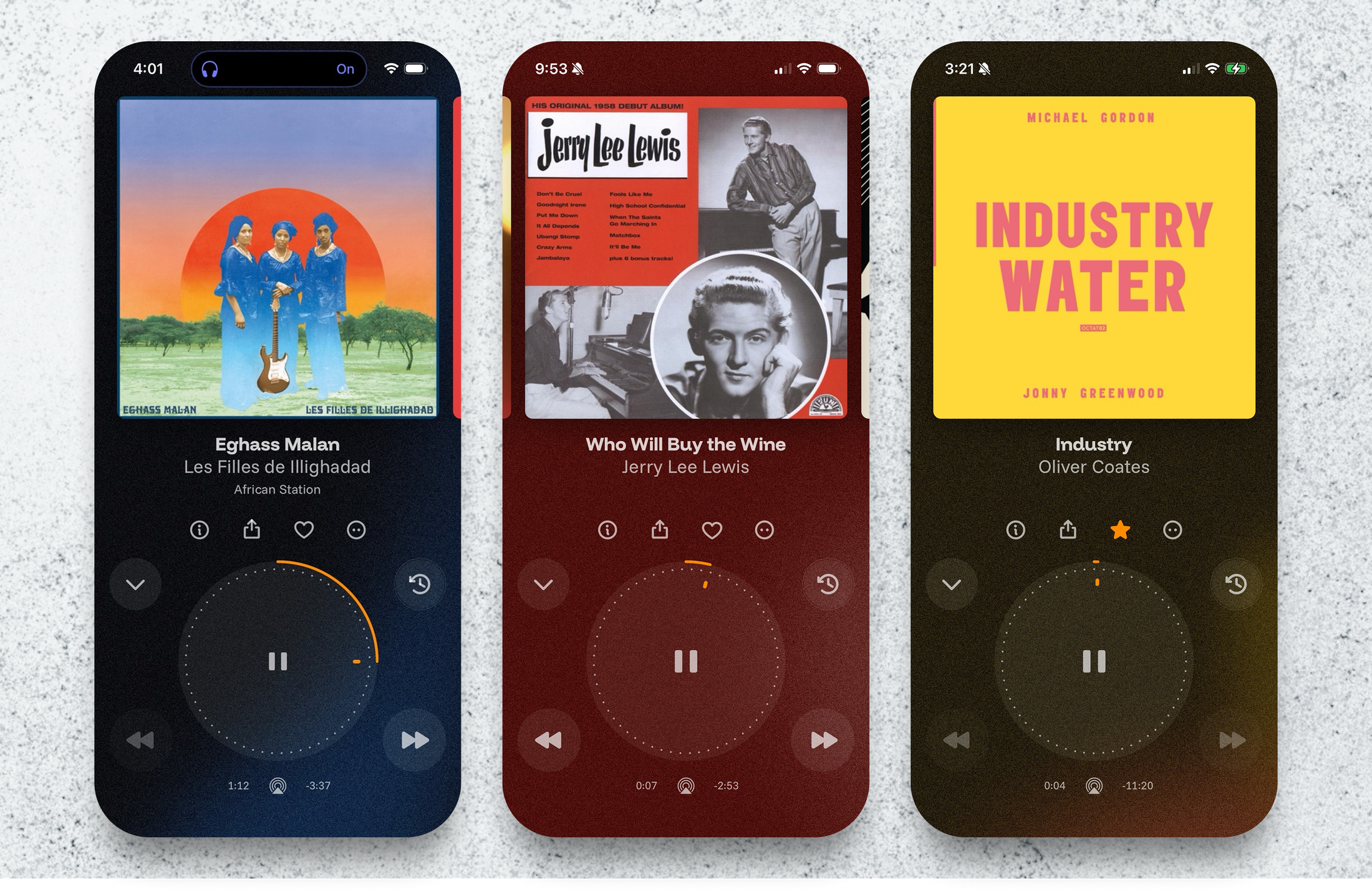 Color Experience mobile screen for the Cthru music player project