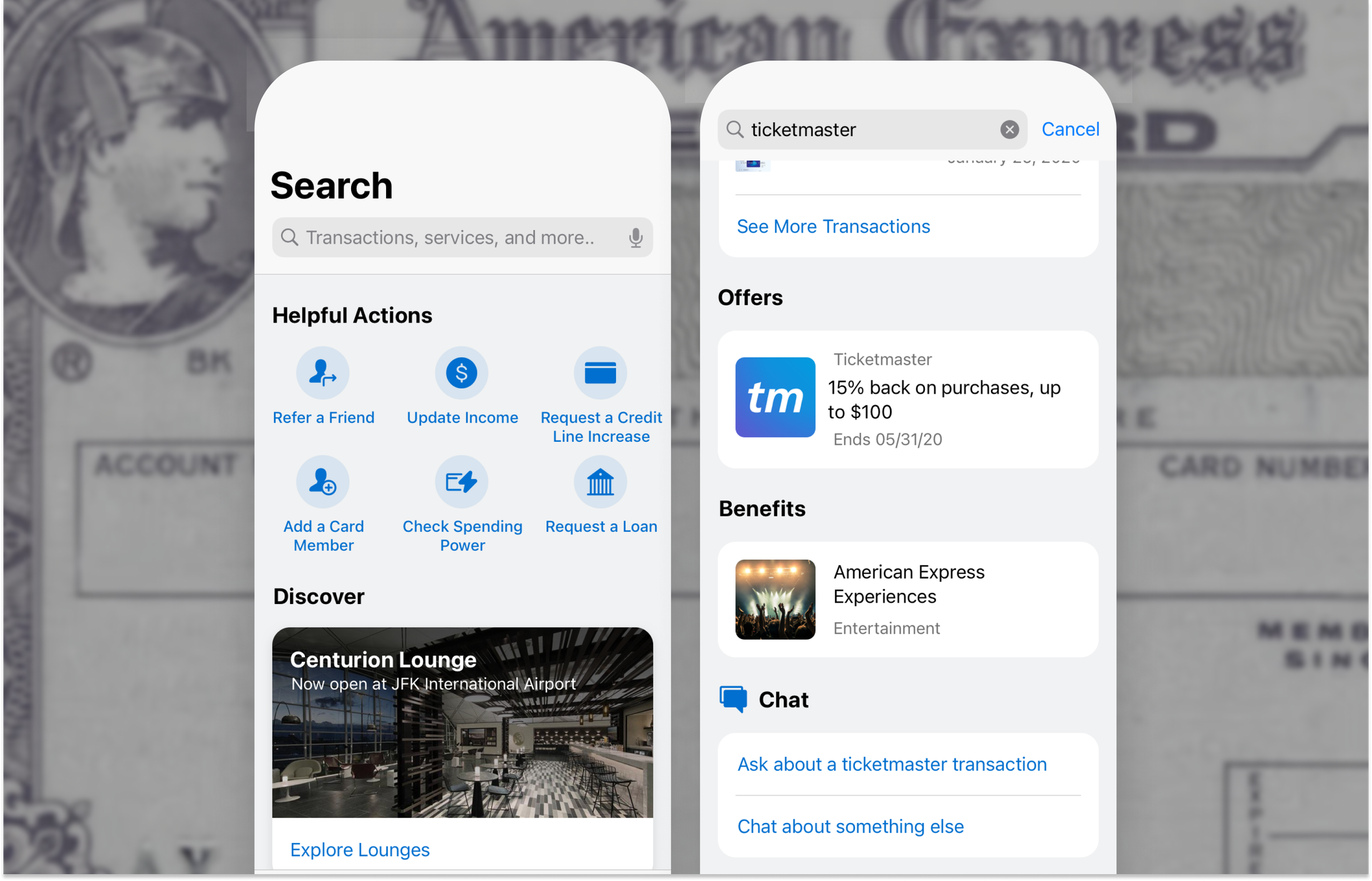 American Express mobile search results thumbnail
