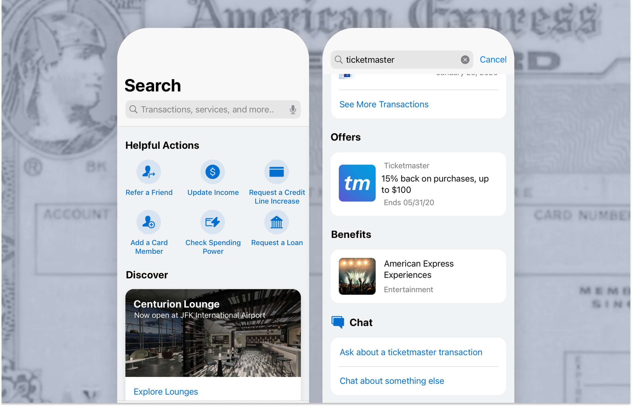 American Express mobile search results thumbnail
