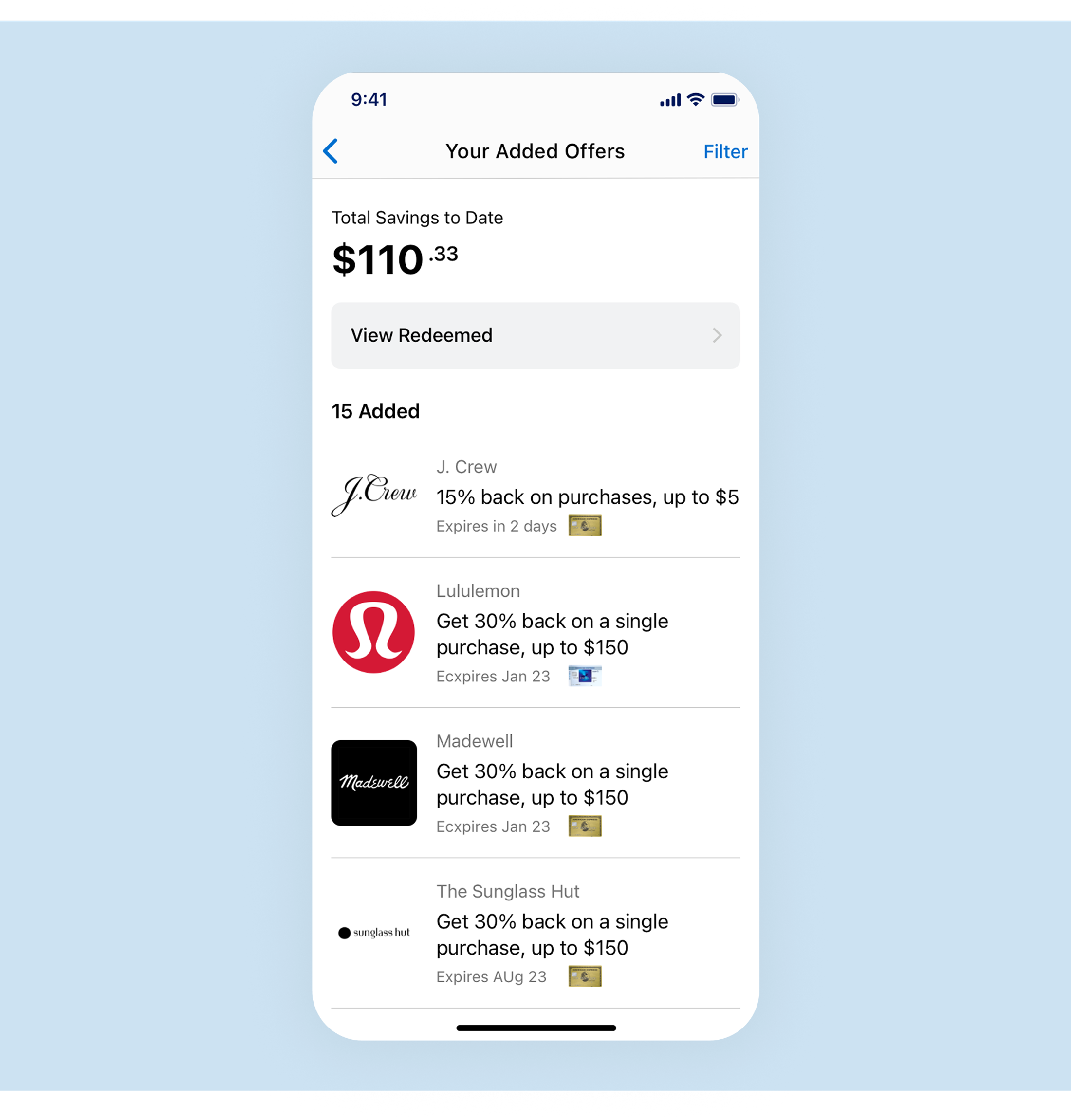 Added offers detail view concept for American Express offers