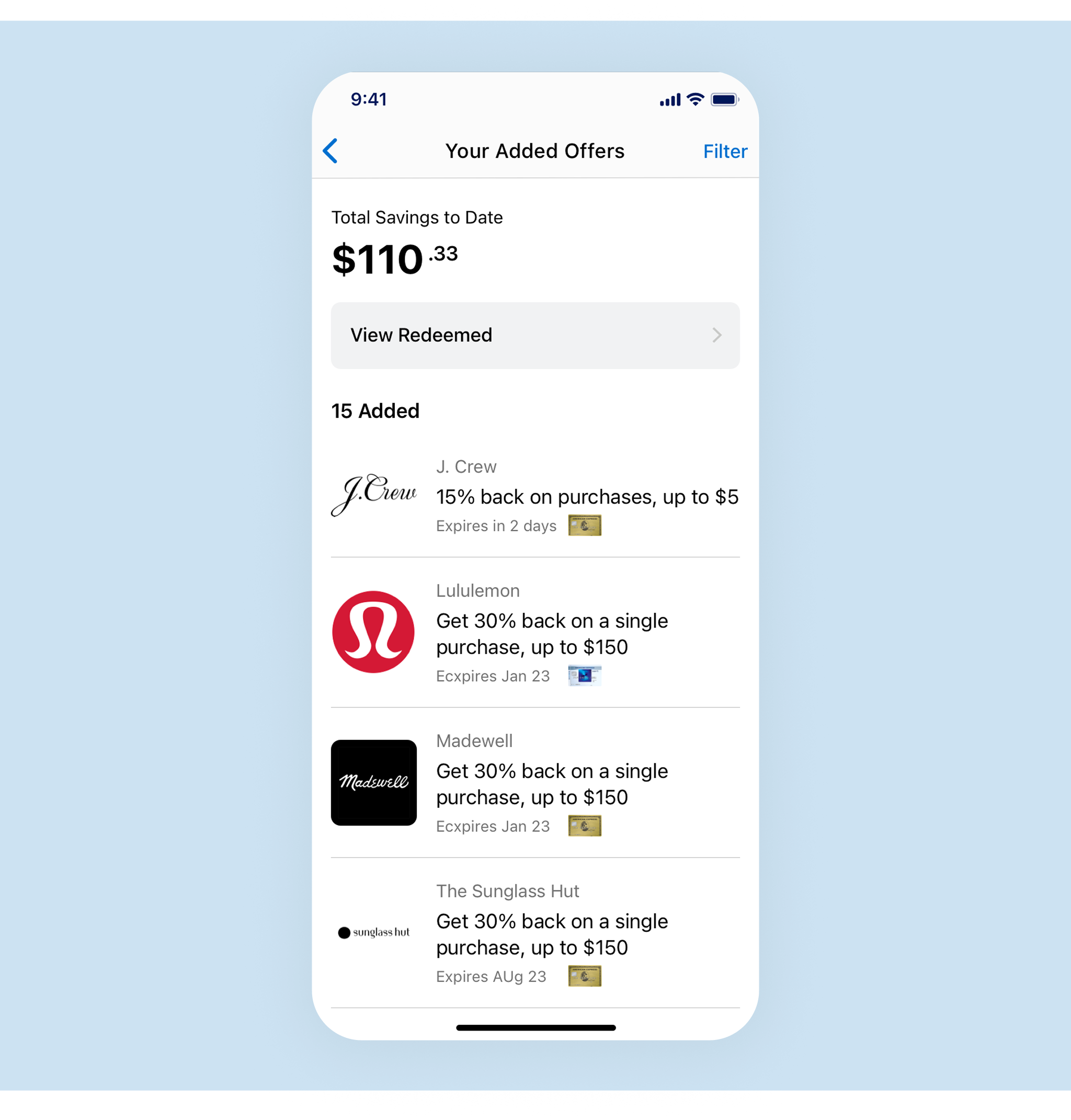 Added offers detail view concept for American Express offers
