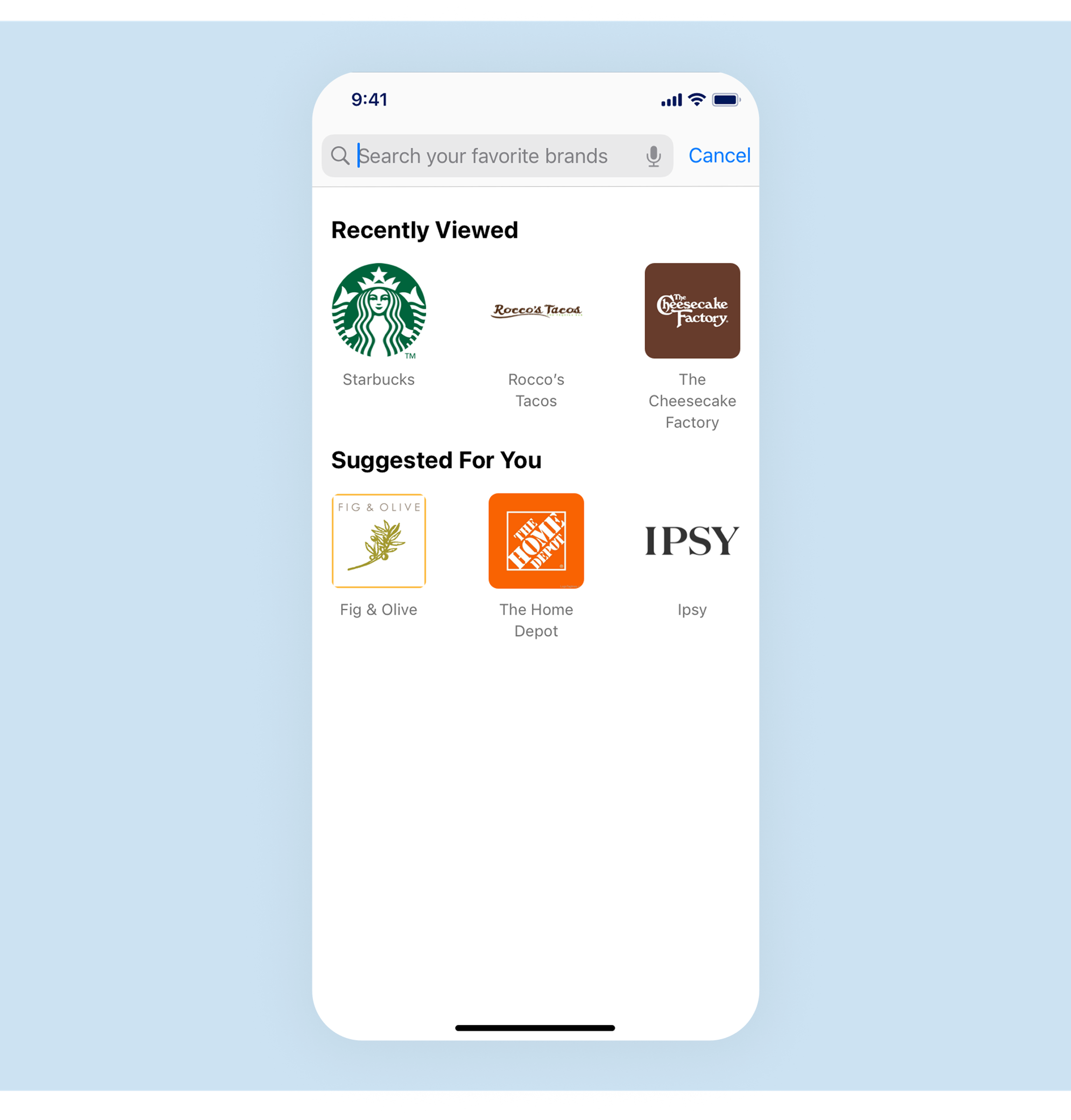 Search concept for American Express offers