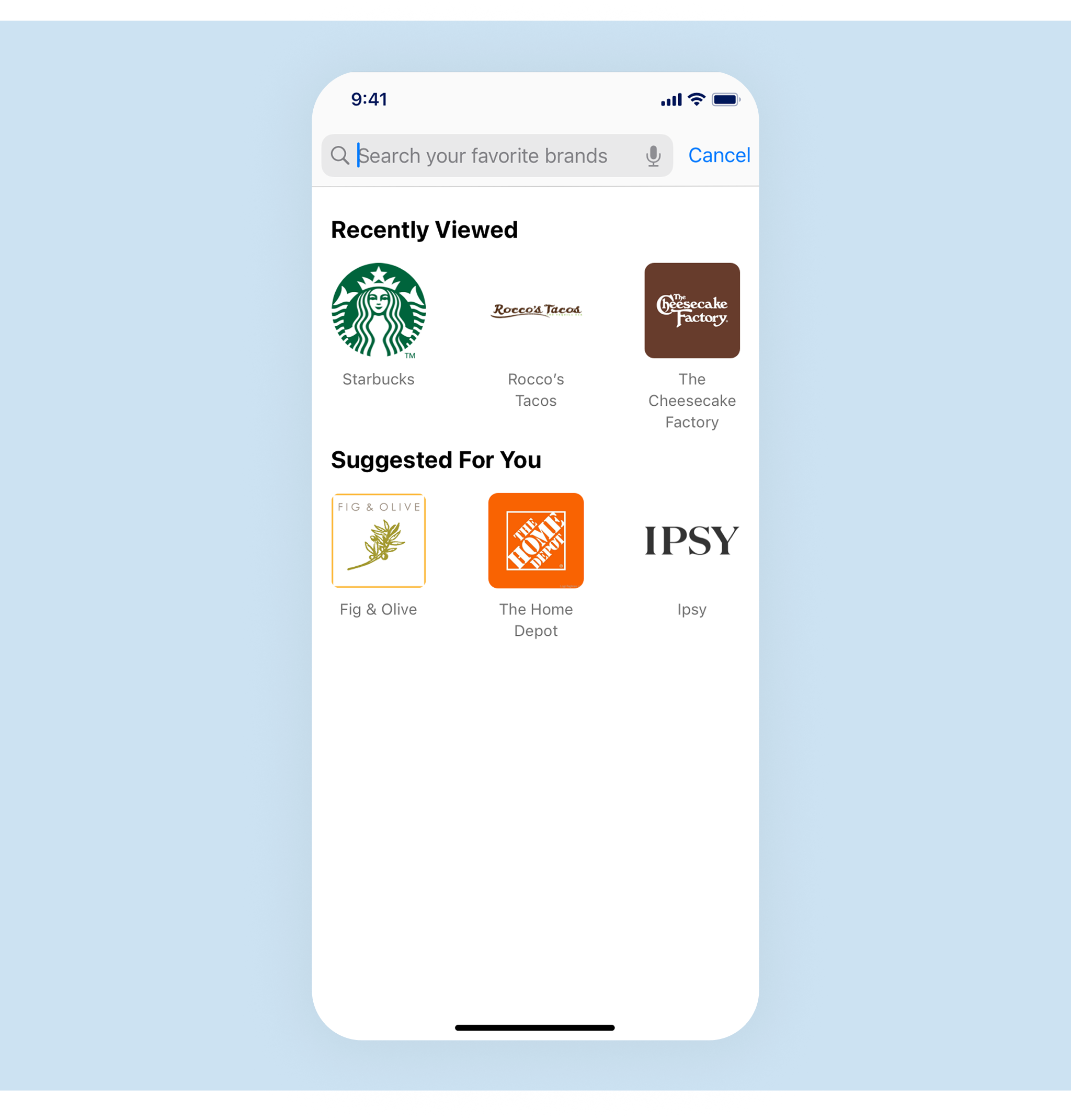 Search concept for American Express offers