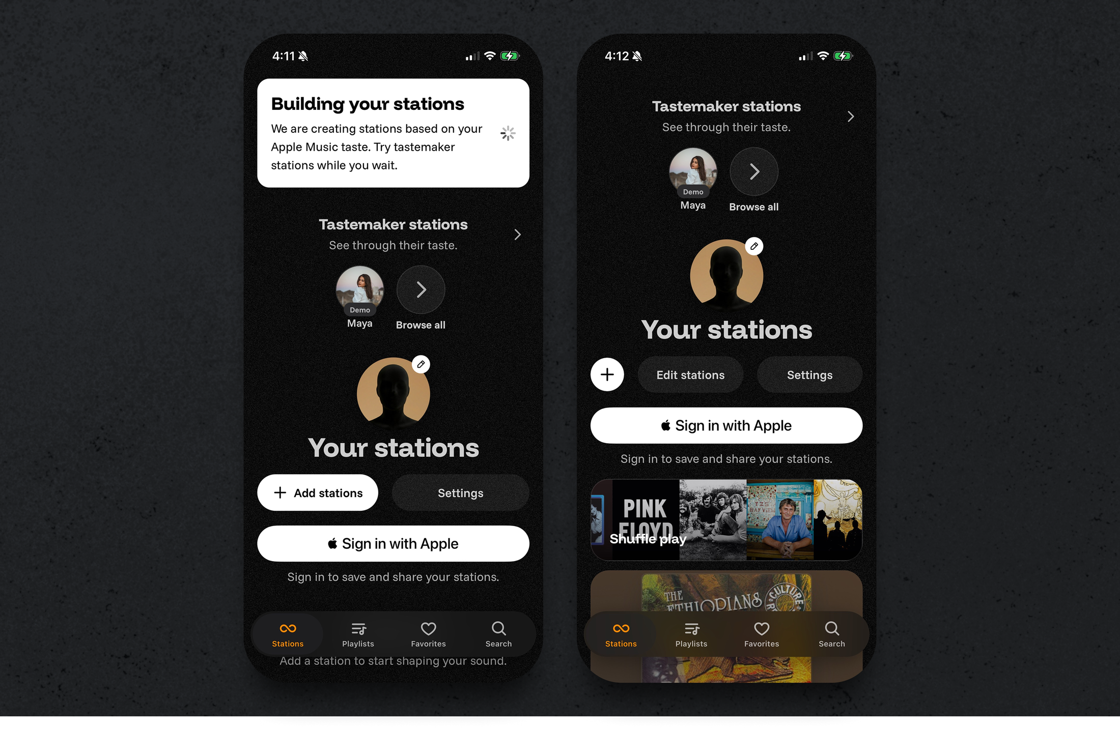 Station Building mobile screen for the Cthru music player project
