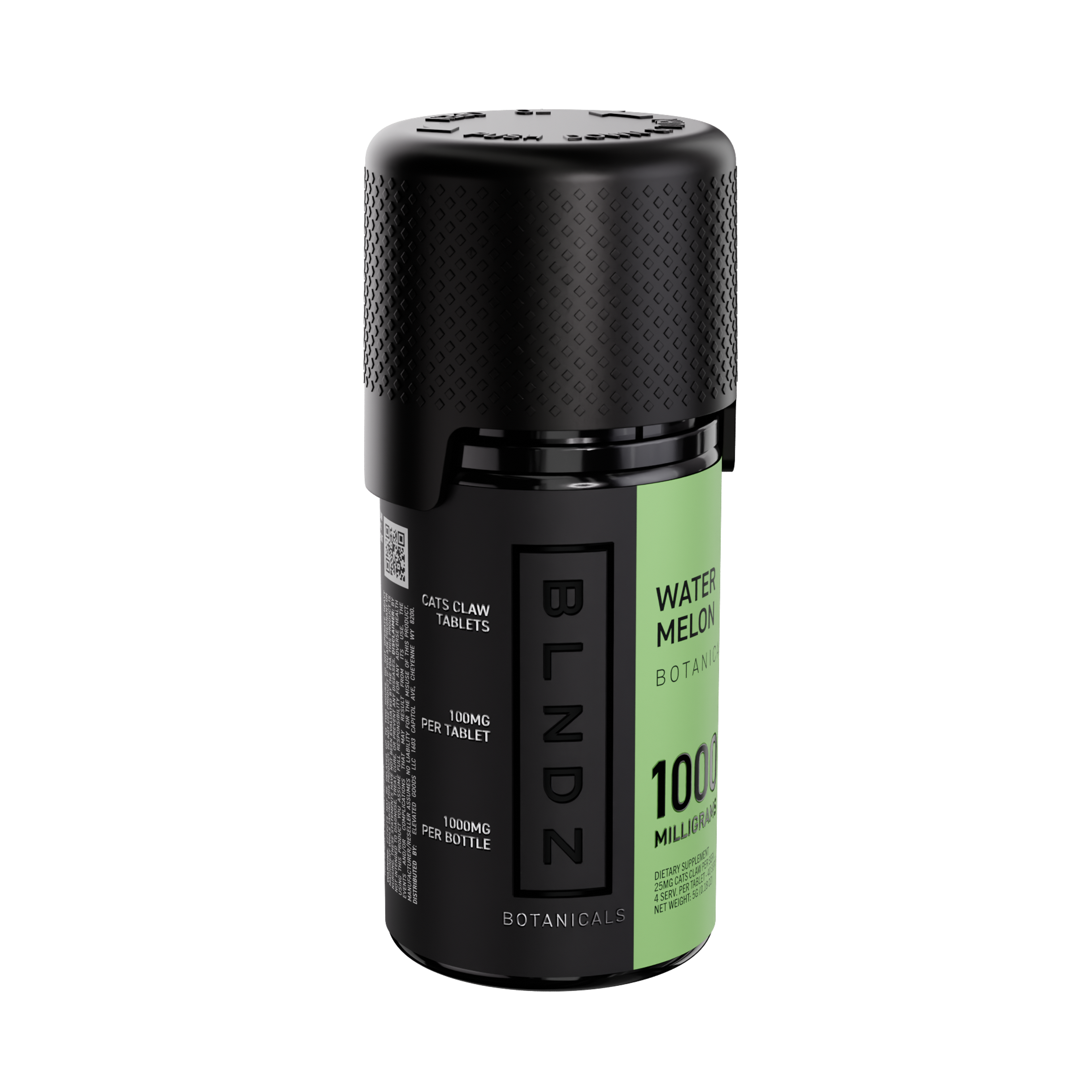 BLNDZ Botanicals 100MG Cats Claw Pill Bottle — Watermelon Left Angle