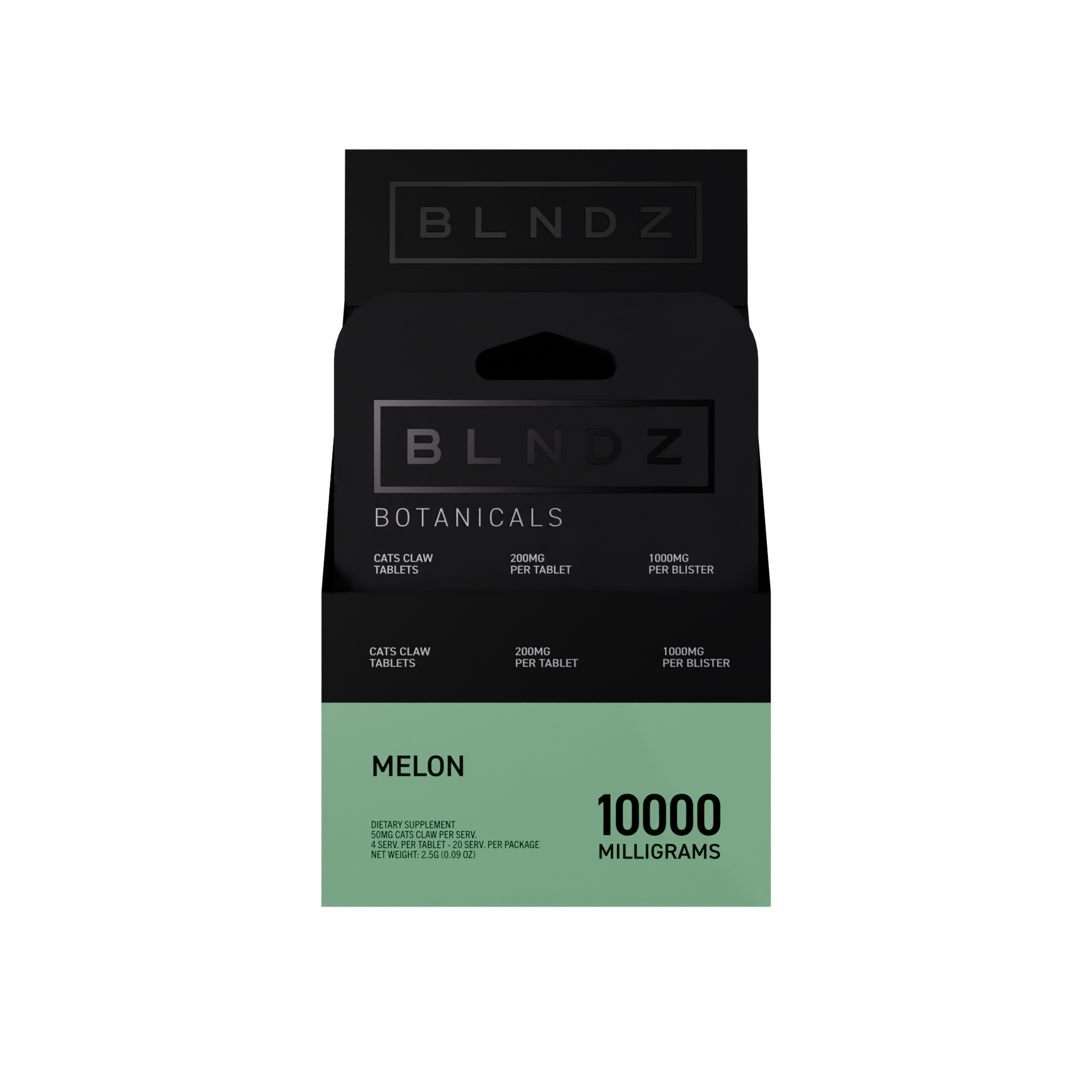 BLNDZ Botanicals 200MG Cats Claw Blister — Melon CDU-2 Front-Facing Shot