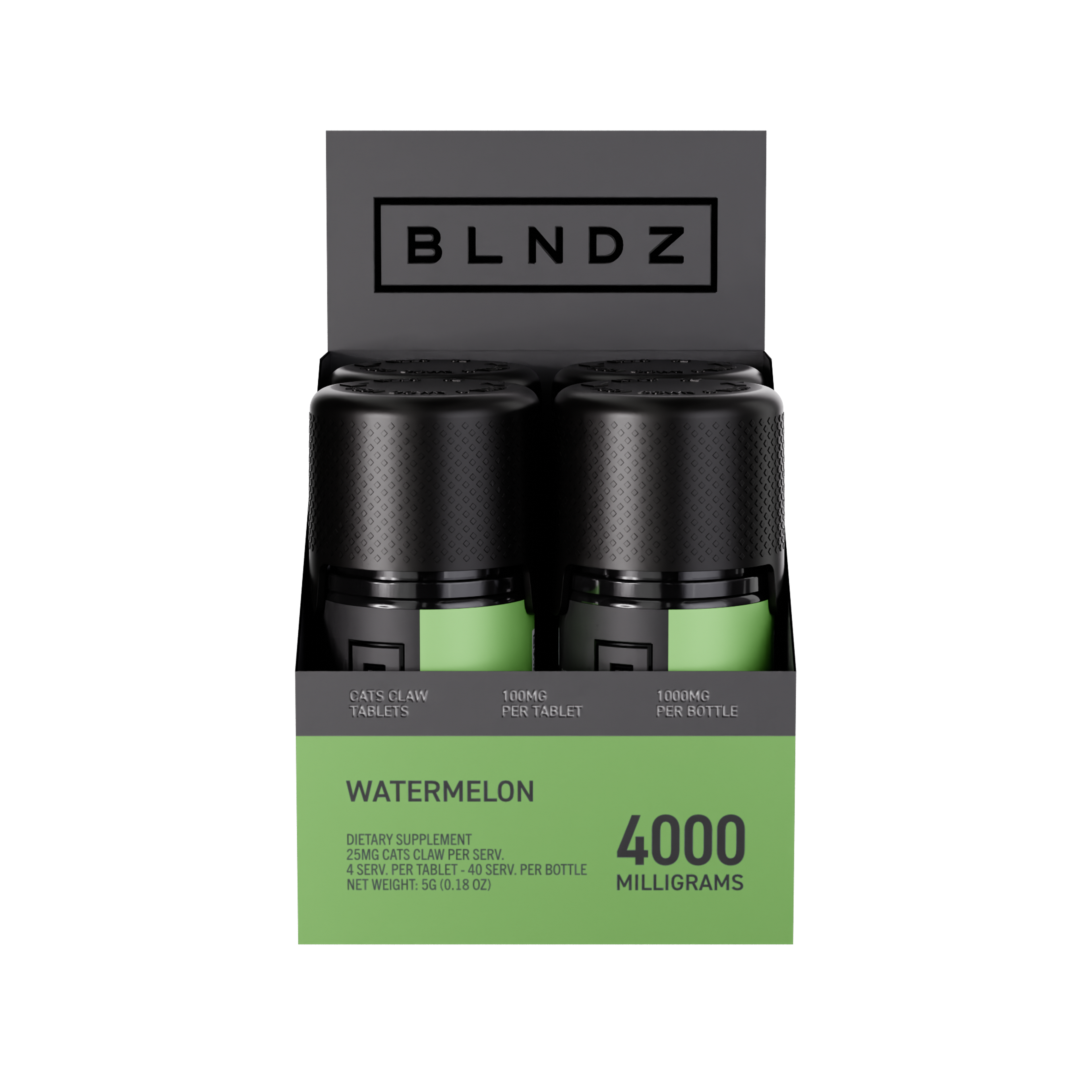 BLNDZ Botanicals 100MG Cats Claw Pill Bottle — Watermelon CDU-2 Front-Facing Shot