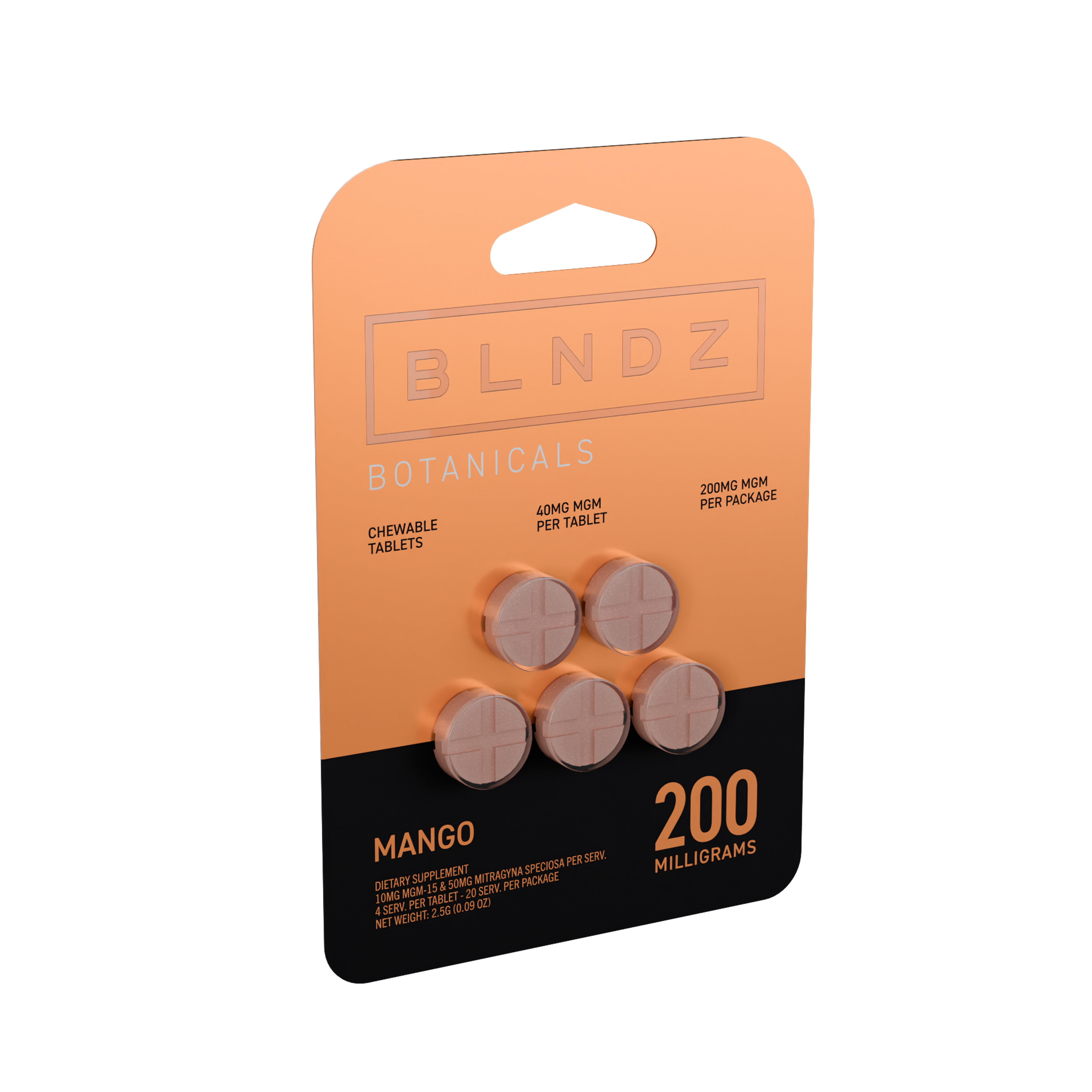 BLNDZ Botanicals 40MG MGM Blister — Mango Left Angle