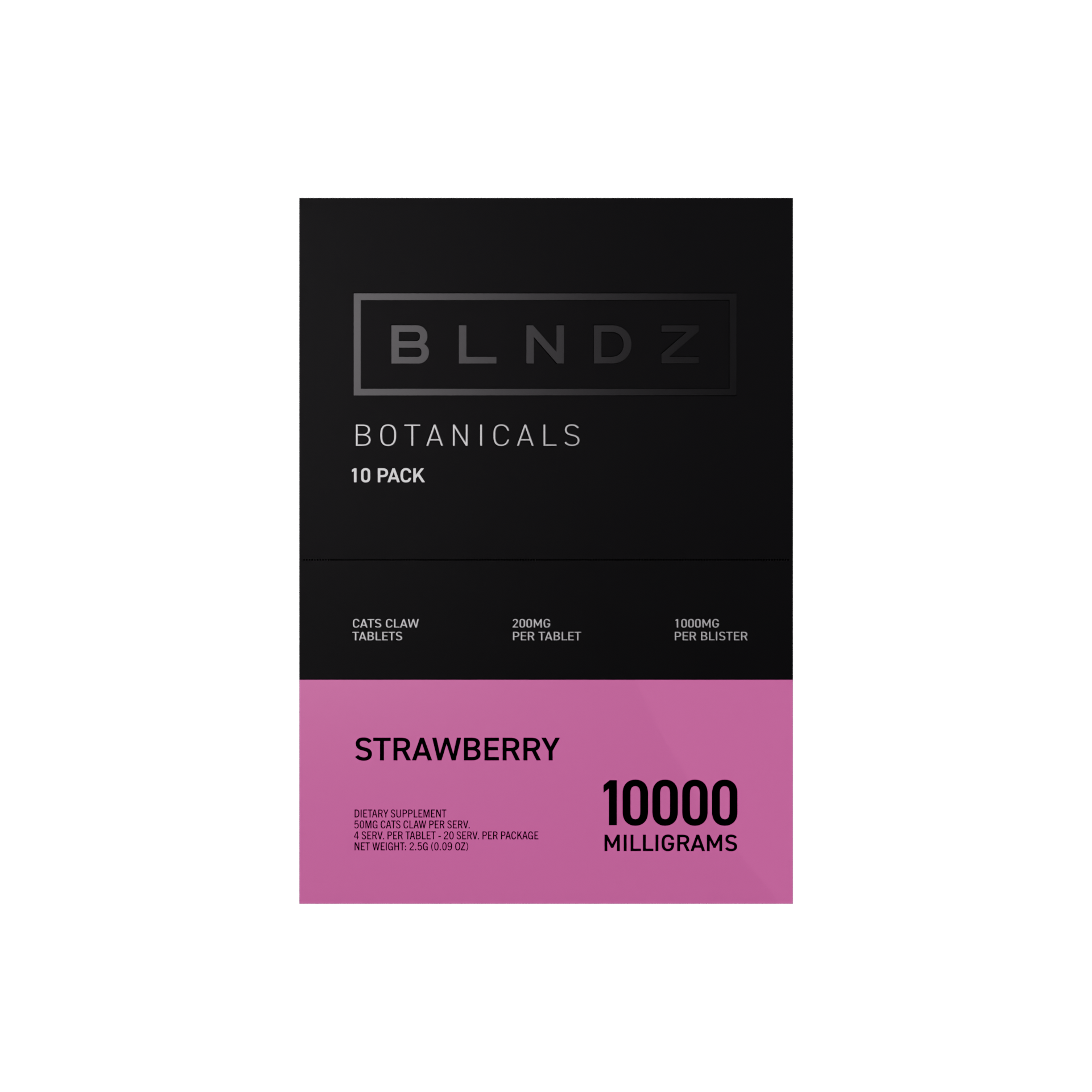 BLNDZ Botanicals 200MG Cats Claw Blister — Strawberry CDU-3 Front-Facing Shot