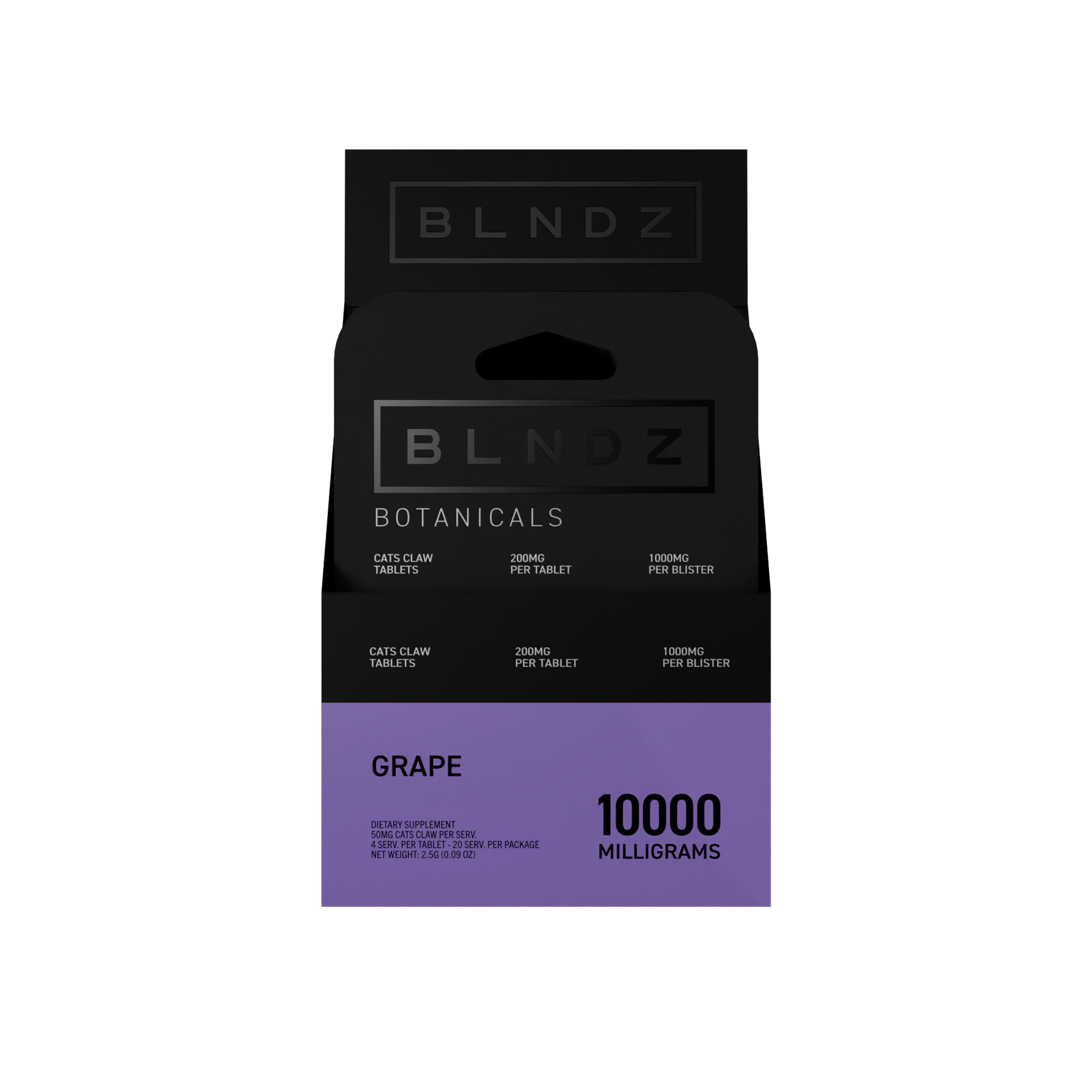 BLNDZ Botanicals 200MG Cats Claw Blister — Grape CDU-2 Front-Facing Shot