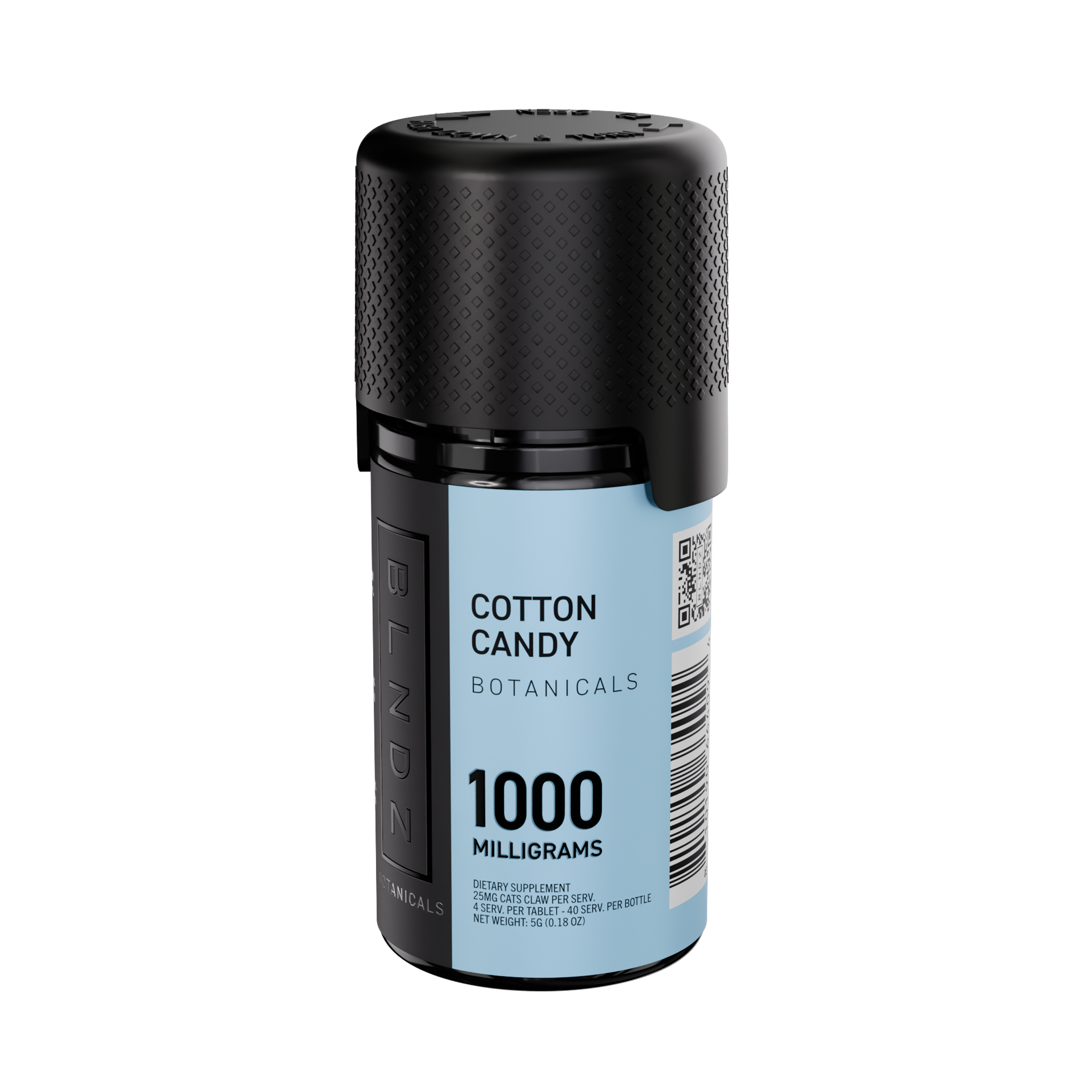 BLNDZ Botanicals 100MG Cats Claw Pill Bottle — Cotton Candy Right Angle