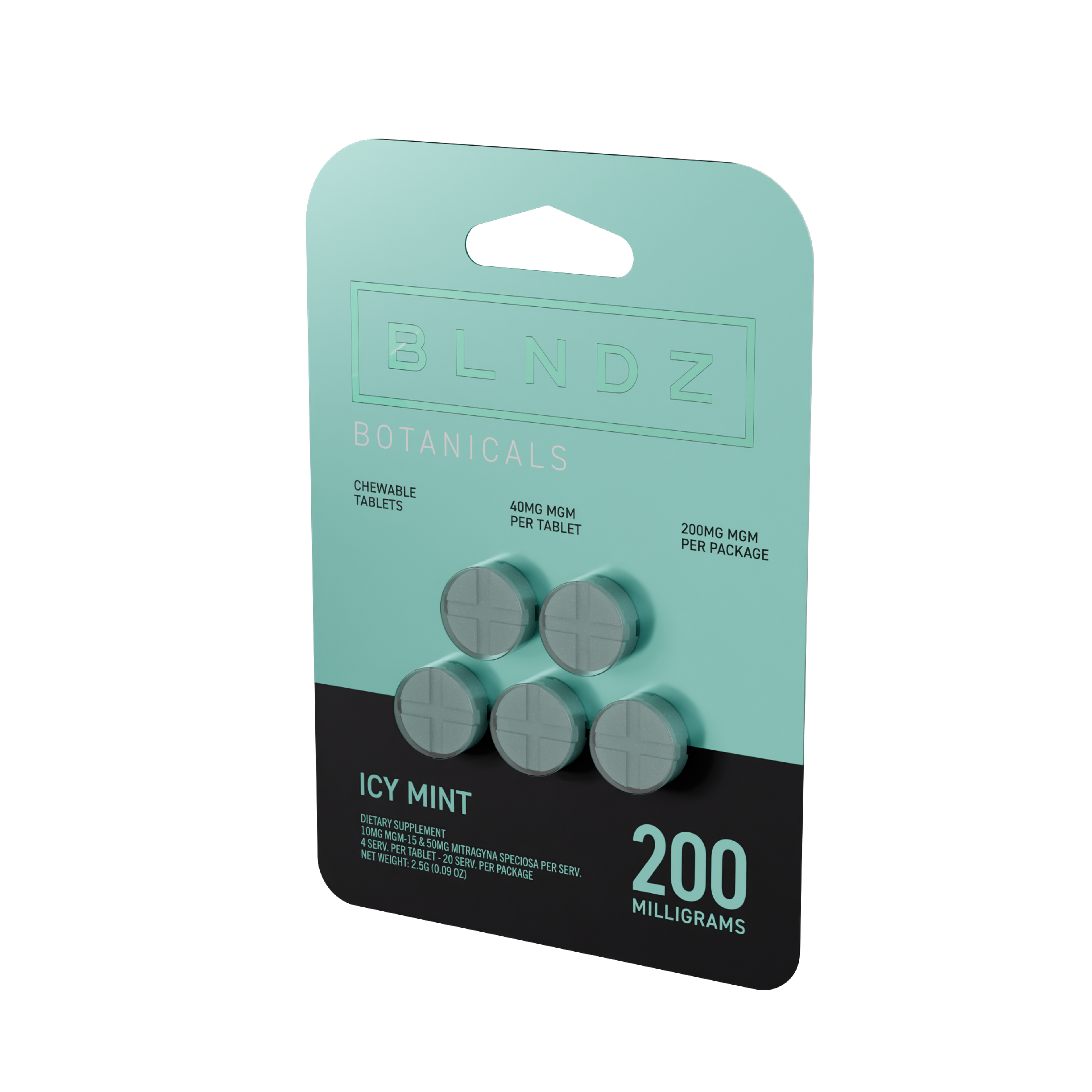 BLNDZ Botanicals 40MG MGM Blister — Icy Mint Right Angle