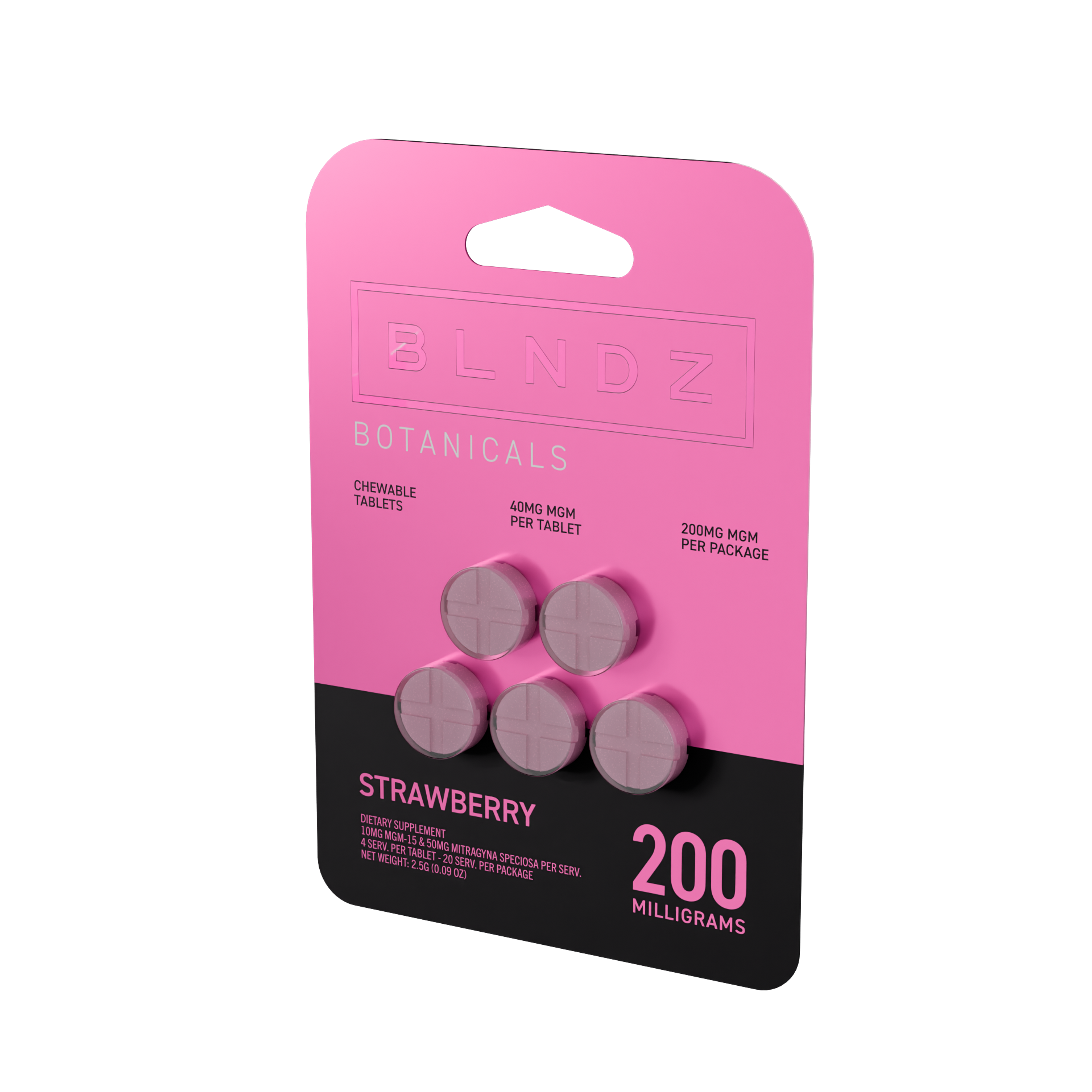BLNDZ Botanicals 40MG MGM Blister — Strawberry Right Angle