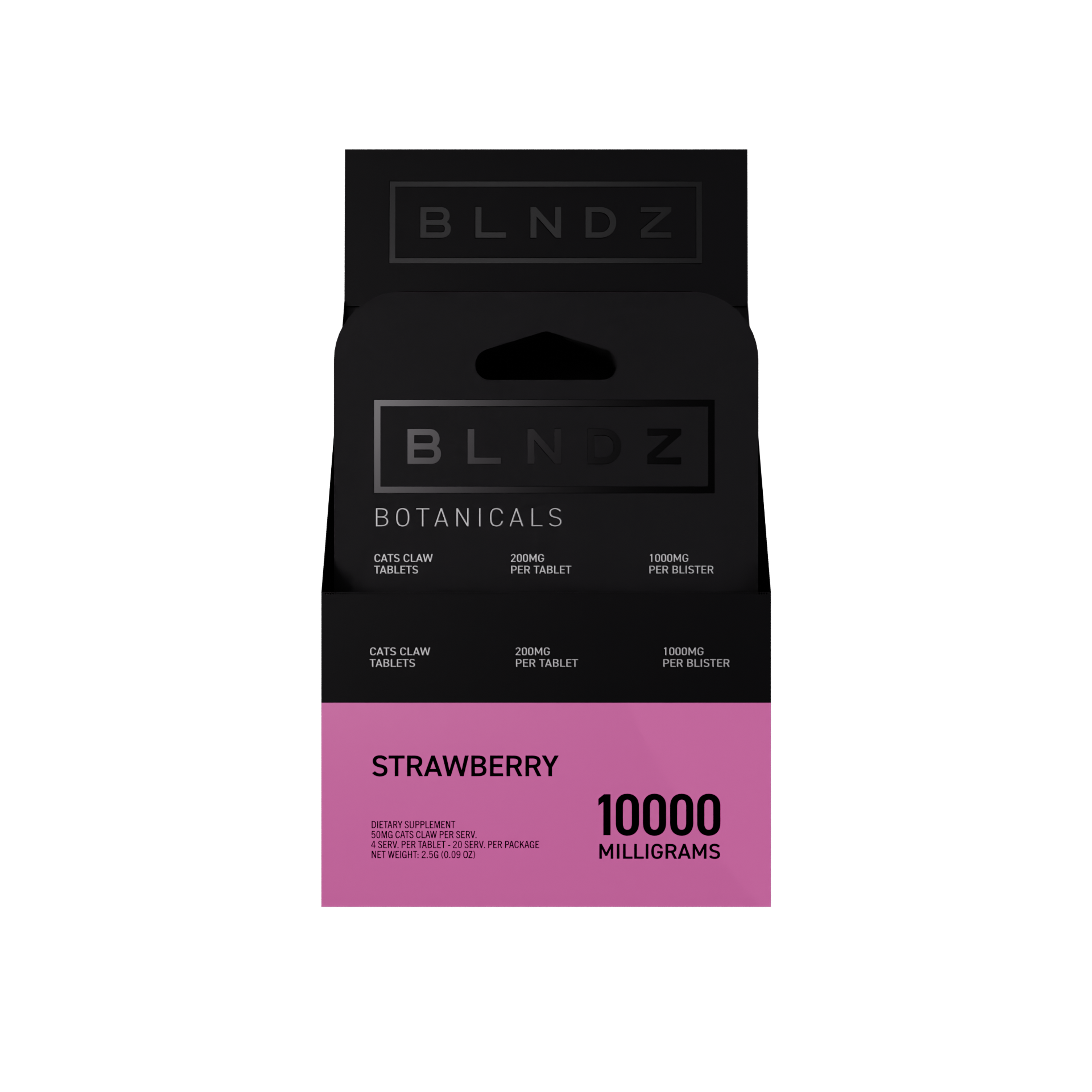 BLNDZ Botanicals 200MG Cats Claw Blister — Strawberry CDU-2 Front-Facing Shot