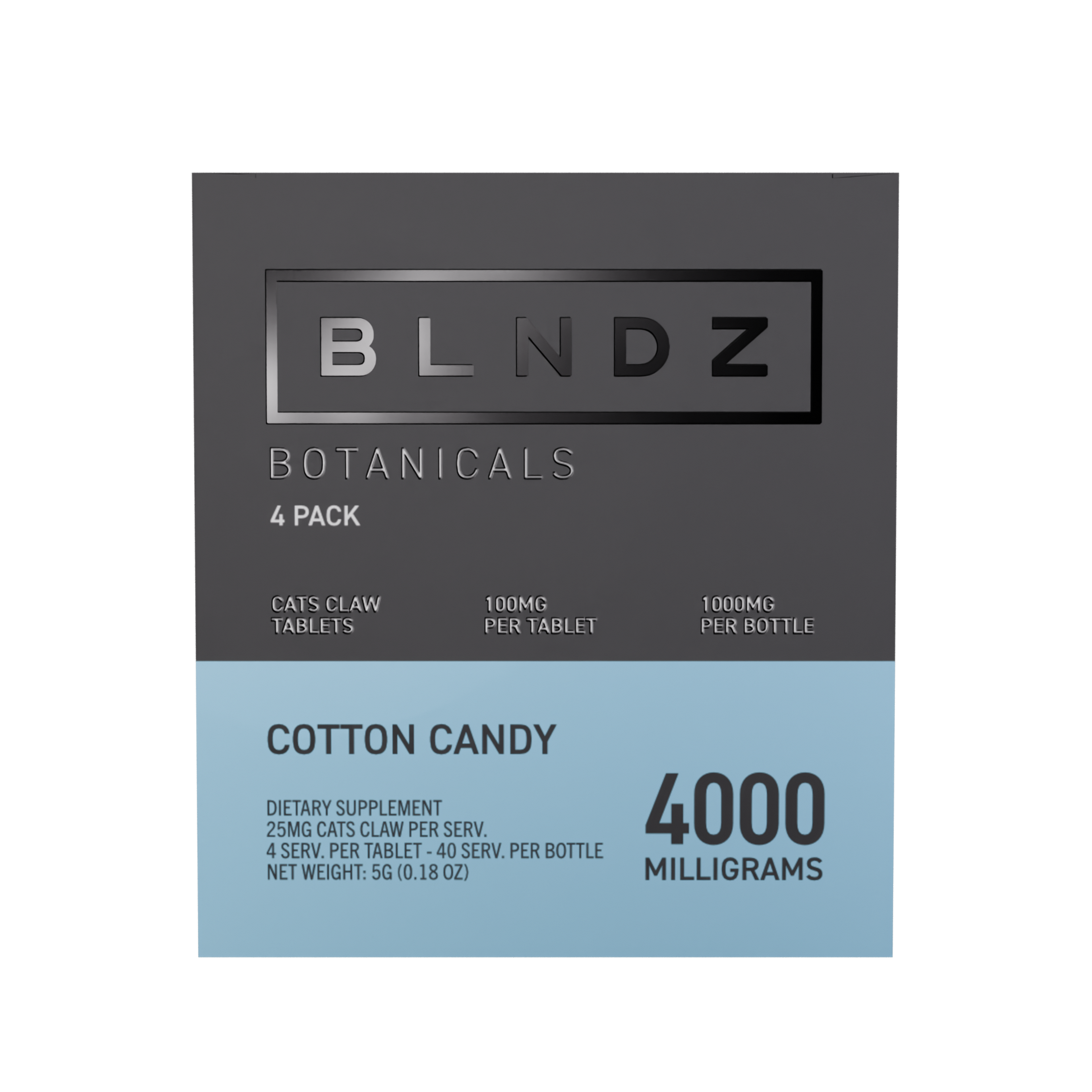 BLNDZ Botanicals 100MG Cats Claw Pill Bottle — Cotton Candy CDU-3 Front-Facing Shot