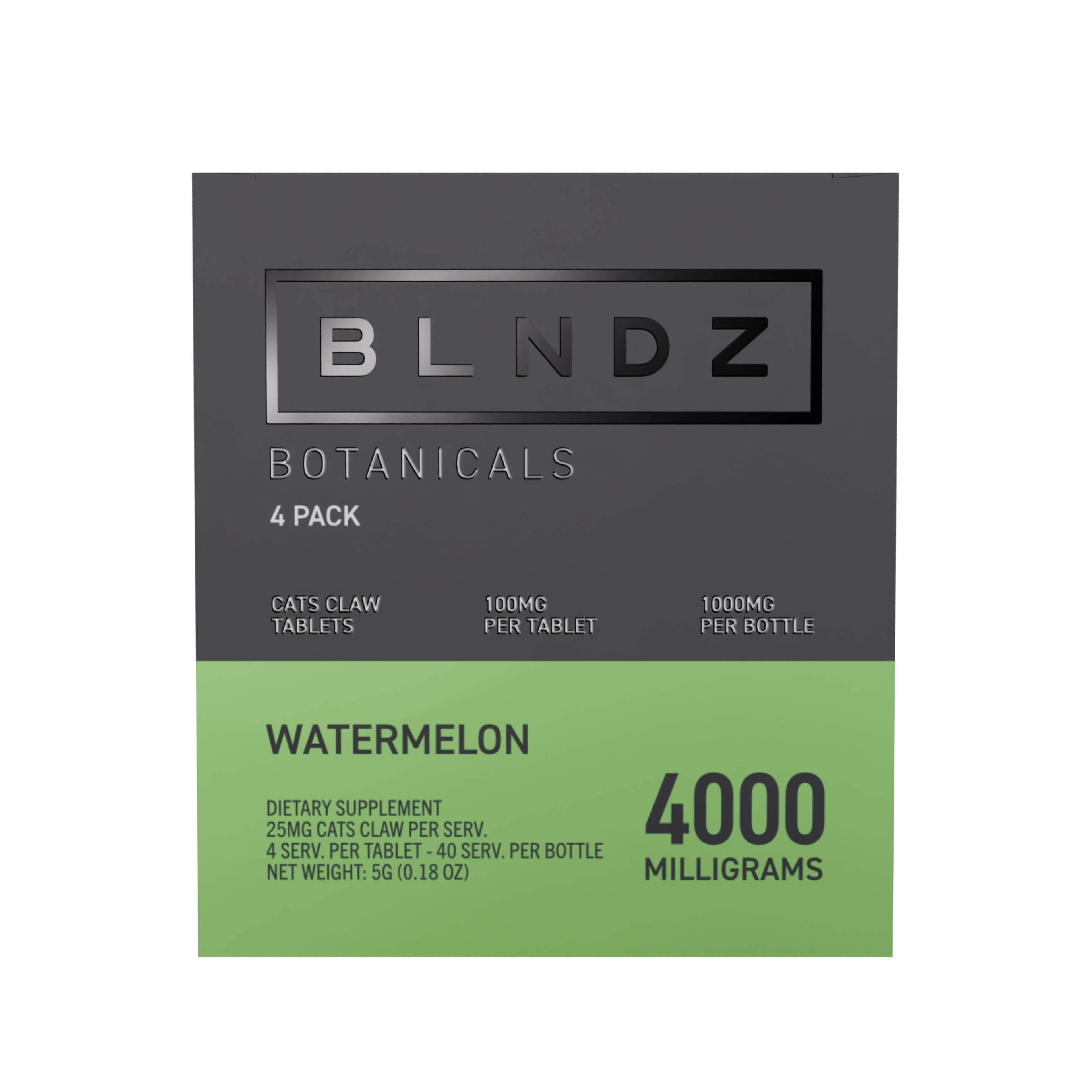 BLNDZ Botanicals 100MG Cats Claw Pill Bottle — Watermelon CDU-3 Front-Facing Shot